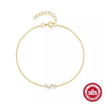 S925 Sterling Silver Compact And Delicate Geometric Horse Eye Pendant With Diamonds, Simple Design, Daily High-End Atmospheric Bracelet 925 Silver золотой