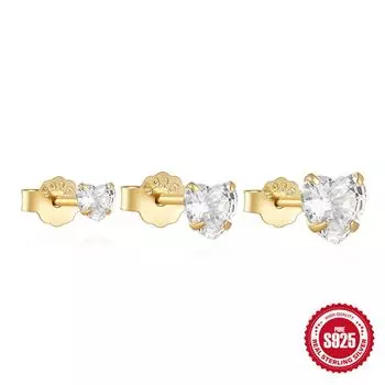 S925 Sterling Silver Delicate Little Polka Dot Love Geometric Four-Petal Flower Earrings Perforated Earrings Earring Set Three-Piece Set 925 Silver