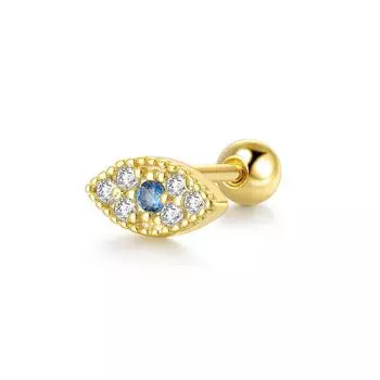 S925 Sterling Silver Devil S Eye Zircon Diamond Piercing Jewelry Threaded Earrings Temperament Earrings