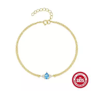 S925 Sterling Silver Diamond Sky Sapphire Luxury Premium Women S Daily Wear Jewelry Bracelet 925 Silver золотой