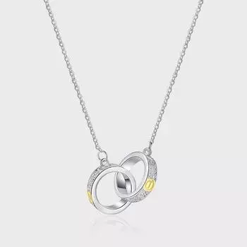 S925 sterling silver double ring gold Tang grass pattern pendant necklace light luxury women s fashion simple elegance versatile senior design