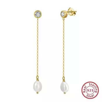 Серьги из стерлингового серебра S925 с натуральным пресноводным жемчугом в стиле барокко и цирконием 4A 925