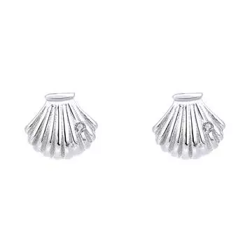 Серьги из стерлингового серебра S925 Серьги-гвоздики с ракушками и бриллиантами Универсальные антиаллергенные женские серьги 925