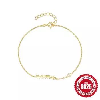 S925 Sterling Silver English Letter Mama Ladies Pendant Bracelet Mother S Day Gift Gift Atmospheric Gift 925 Silver золотой