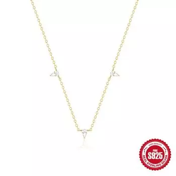 S925 Sterling Silver Geometric Diamond-Set Temperament Clavicle Necklace Irregular Zircon Versatile Necklace 925 silver золотой