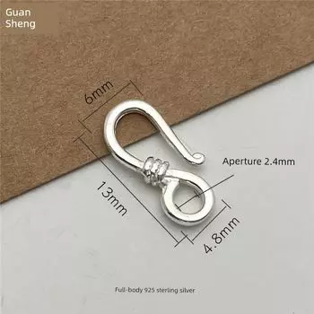 S925 Sterling Silver Hook Buckle S Buckle Hanging Hook Buckle Bracelet Necklace Connecting Buckle DIY Handmade Material Carrying Strap Lanyard Fitting 925 silver buckle (without Ring)