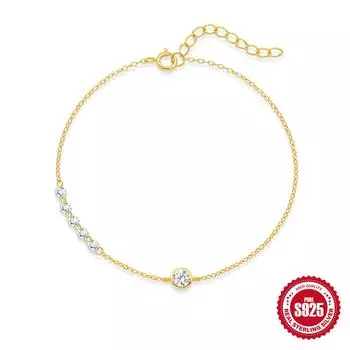 S925 Sterling Silver Jewelry Sparkling Round Bag Inlaid Zircon Bubble Bracelet Femininity Commuter Bracelet 925 silver золотой