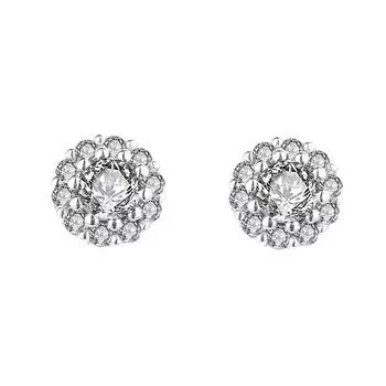 S925 Sterling Silver Korean Style Flower Diamond Stud Earrings Compact Mini Sweet All-Matching Anti Allergy Jewelry 925