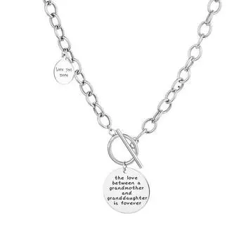 S925 Sterling Silver Letter Round Card O Word Thick Chain Necklace Personality Fashion Temperament Female Clavicle Chain