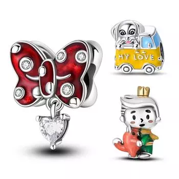 Бусины Маленького Принца из стерлингового серебра S925 пробы, подходят для амулетов, оригинальный браслет из серебра S925 для изготовления ювелирных изделий
