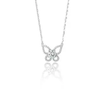S925 Sterling Silver Moissanite Butterfly 1 Karat Necklace Female Special Interest Light Luxury Design Full Diamond Pendant 925