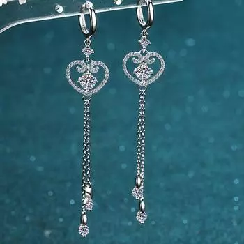 S925 Sterling Silver Mosang Stone Ear Women s Love Flat Sotes Аксессуары Покрытие Pt950 Золото A pair of 1 carat (50 poi