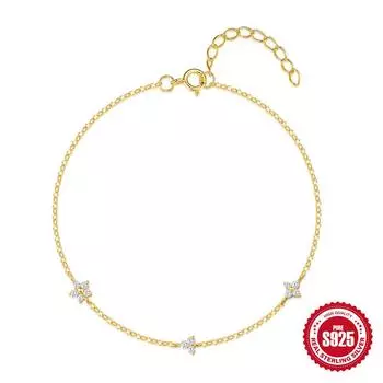 S925 Sterling Silver Multi-Element Petals Combined With Versatile Daily Simple Diamond Bracelet Autumn And Winter Accessories 925 silver золотой