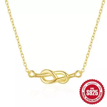 S925 Sterling Silver Niche Sweetheart Knotted Heart Love Pendant Women S Clavicle Necklace Mother S Day 925 Silver золотой