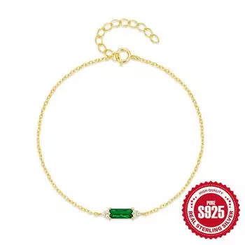 S925 Sterling Silver Simple Classic Simple Rectangle Zircon Bracelets 925 Silver