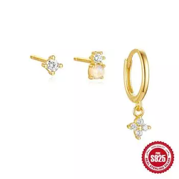 S925 Sterling Silver Simple Fashion Glossy Bow Turquoise Daily Wear Set Worry-Free Matching Earrings 925 Silver
