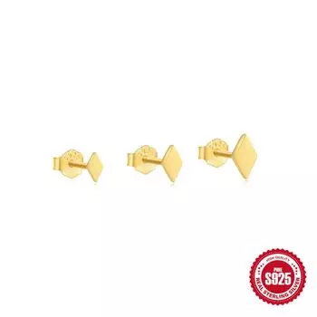 S925 Sterling Silver Small, Medium And Large Glossy Water Drop Love Rhombus Oval Geometric Daily Wear Temperament Stud Earrings Set 925 Silver