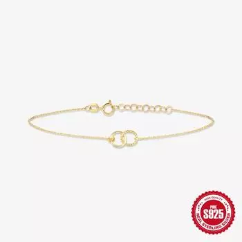 S925 Sterling Silver Temperament Double Ring Ring With Diamonds Simple And Generous Temperament Women S Bracelet Bracelet 925 Silver золотой