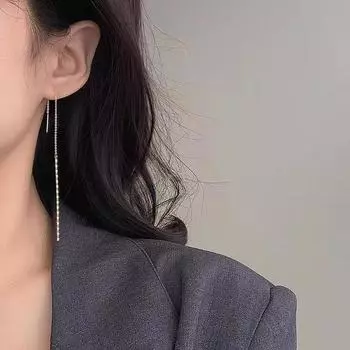 Серьги-подвески из стерлингового серебра S925, простые, с кисточками, для похудения, длинные, с подвесками, индивидуальные, дикие серьги для женщин 925