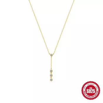 S925 Sterling Silver Y-Shaped Diamond Clavicle Necklace Classic Temperament Personality Premium Neck Jewelry 925 silver золотой