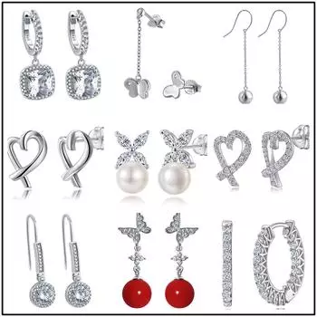 S925 Sterling Silver Zircon Heart-shaped Earrings Women s High-end European and American Simple Silver Jewelry Pearl Earrings Temperament Earrings