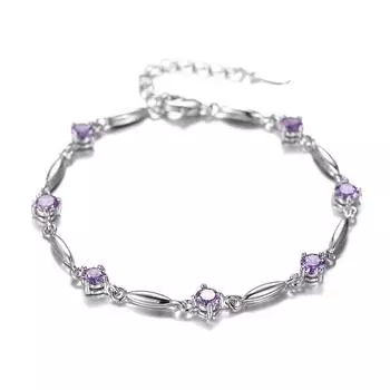 S925 Стерлингового Серебра 17 19 См Браслет для Женщин Pulseira Feminina Серебро 925 Ювелирные Изделия Аметист Браслеты-Подвески Женщины 18cm античный серебряного