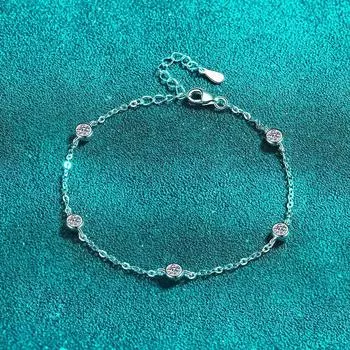 S925 Стерлингового Серебра PT950 Bubble Moissanite Браслет Простой Легкий Роскошный Маленький Браслет для Женщин Универсальный Adjustable size