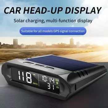 S98 Автомобильный беспроводной HUD-дисплей на солнечной батарее, цифровой GPS-спидометр с солнечной зарядкой, сигнализация о превышении скорости, проектор HUD температуры и высоты автомобиля для всех автомобилей