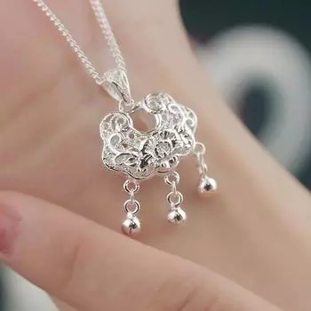 S999 Чистый Серебряный Замок Безопасности Одинарный Подвесной Ретро Детский Замок Долговечности Светильник Роскошь
