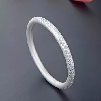 S999 Серебряный браслет клевера Женское корейское издание Простой и модный браслет с простым кольцом Персонализированный маленький и свежий серебряный браслет 16CM