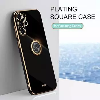S 23 22 21 Роскошный чехол-держатель с кольцом для Samsung Galaxy S23 Ultra S22 Plus S21 S20 Fe силиконовая задняя крышка-подставка S23ultra s23