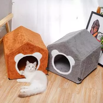 Съемная и моющаяся кошачья вилла, дом для кошек, всесезонное универсальное закрытое гнездо для кошек 41*41*41cm