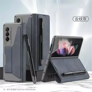 С гнездом для карты S Держатель для ручки для Samsung Galaxy Z Fold 3 5G чехол для телефона кожаный чехол Роскошный противоударный чехол Funda (Нет ручки) For Z Fold 3