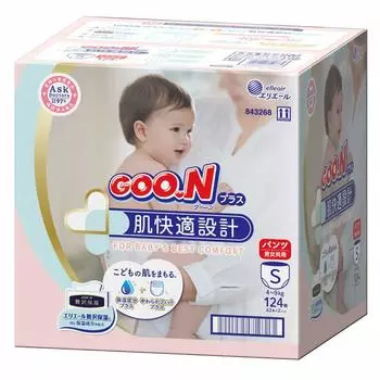 S Goon Plus Skin комфорт дизайн 124 шт штук x [размер брюк] (4~9 кг) (62 2) [Корпус продан]