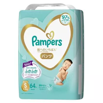S Pampers лучшее для кожи 64 шт [размер трусиков] подгузники, (4~8 кг),