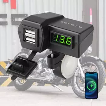 С предохранителем 25 А, 5 В, 3,6 А, быстрая зарядка 3,0, USB-зарядные устройства для мотоциклов, два порта, 12–24 В, разветвитель, переключатель ВКЛ/ВЫКЛ с вольтметром, водонепроницаемый чехол красный