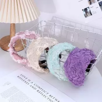 С сетчатым обручем для волос Gear Mesh, обруч для волос, корейские повязки для волос, кружевная повязка на голову с цветком