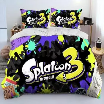 S-Splatoon Game Gamer Cartoon Comforter Постельное белье, пододеяльник, наволочка, комплект постельного белья размера King Queen Size для детей 70x133cm 2pcs