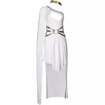 S-XL Костюм греческой музы на Хеллоуин на одно плечо, костюм для вечеринки в стиле Клеопатры, длинное платье, сценический костюм S белый