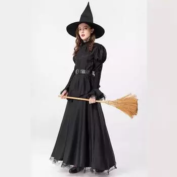 S-XXL костюм ведьмы, средневековая ведьма, платье COS костюм, костюм на Хеллоуин S чёрный
