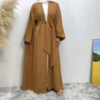 S-XXL Многоцветный дополнительный женский халат, кардиган чистого цвета, религиозный стиль S белый