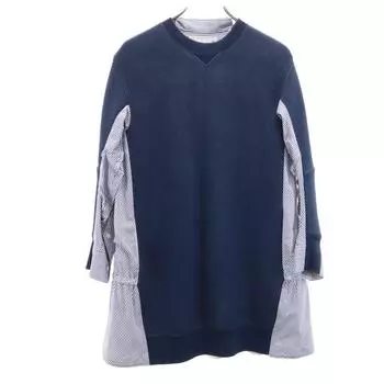 Sacai made in Japan Striped Pattern Long sleeve Shirt switching one piece Women Used