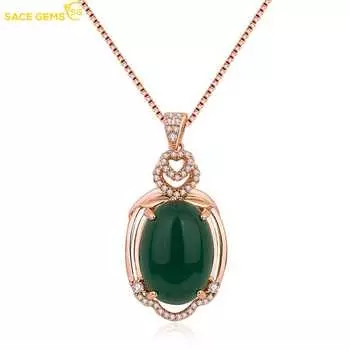 SACE GEMS Медный сплав Циркон женский кулон ожерелье модный подарок зелёный