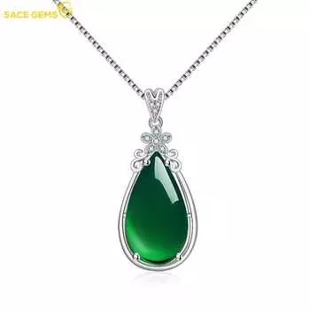 SACE GEMS Медный сплав Циркон женский кулон ожерелье модный подарок зелёный
