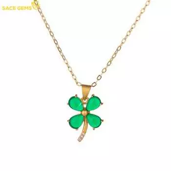 SACE GEMS Медный сплав Циркон женский кулон ожерелье модный подарок зелёный