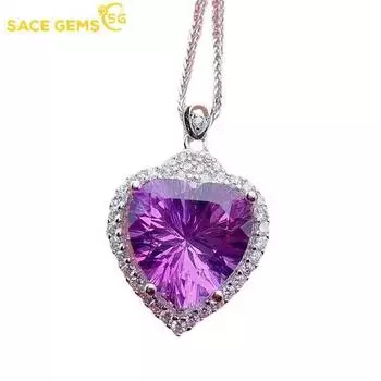 SACE GEMS медный сплав в форме сердца фиолетовый циркон женское ожерелье кулон модный подарок фиолетовый