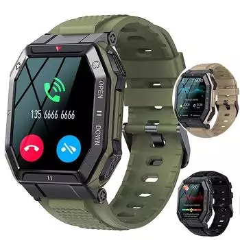 SACOSDING 1,85 дюйма 2024 военные умные часы для мужчин Bluetooth вызов 350 мАч 24 часа здоровый монитор уличный IP68 водонепроницаемые умные часы
