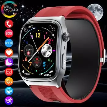 SACOSDING Health Monitoring SmartWatch ECG+PPG артериальное давление Полностью обернутая подушка безопасности с нагнетанием давления 2,06-дюймовый Amoled экран Смарт-часы с измерением сердечного ритма красный