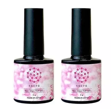sacra Sakura Gel Nail Clear Gel Top Gel 6ml Set of 2 No Acid Non-wipe HEMA/Acrylic чистый