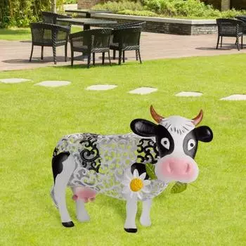 Садовый светильник Yousheng Cow на солнечной батарее, полая конструкция, IP45, водонепроницаемый, меняющий цвет, металлический декоративный светильник, светодиодная статуэтка коровы Cow